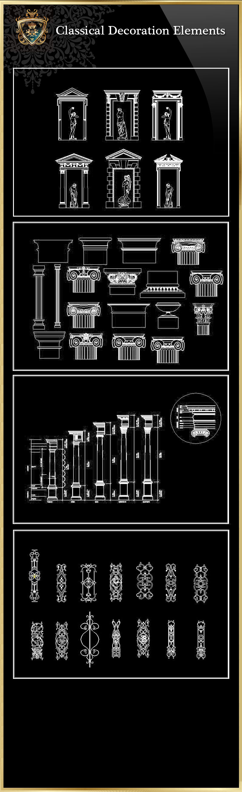 ★【Classical Decoration Elements 02】Luxury home, Luxury Villas, Luxury Palace, Architecture Ornamental Parts, Decorative Inserts & Accessories, Handrail & Stairway Parts, Outdoor House Accessories, Euro Architectural Components, Arcade