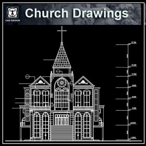 Church plan,elevation,details drawings 