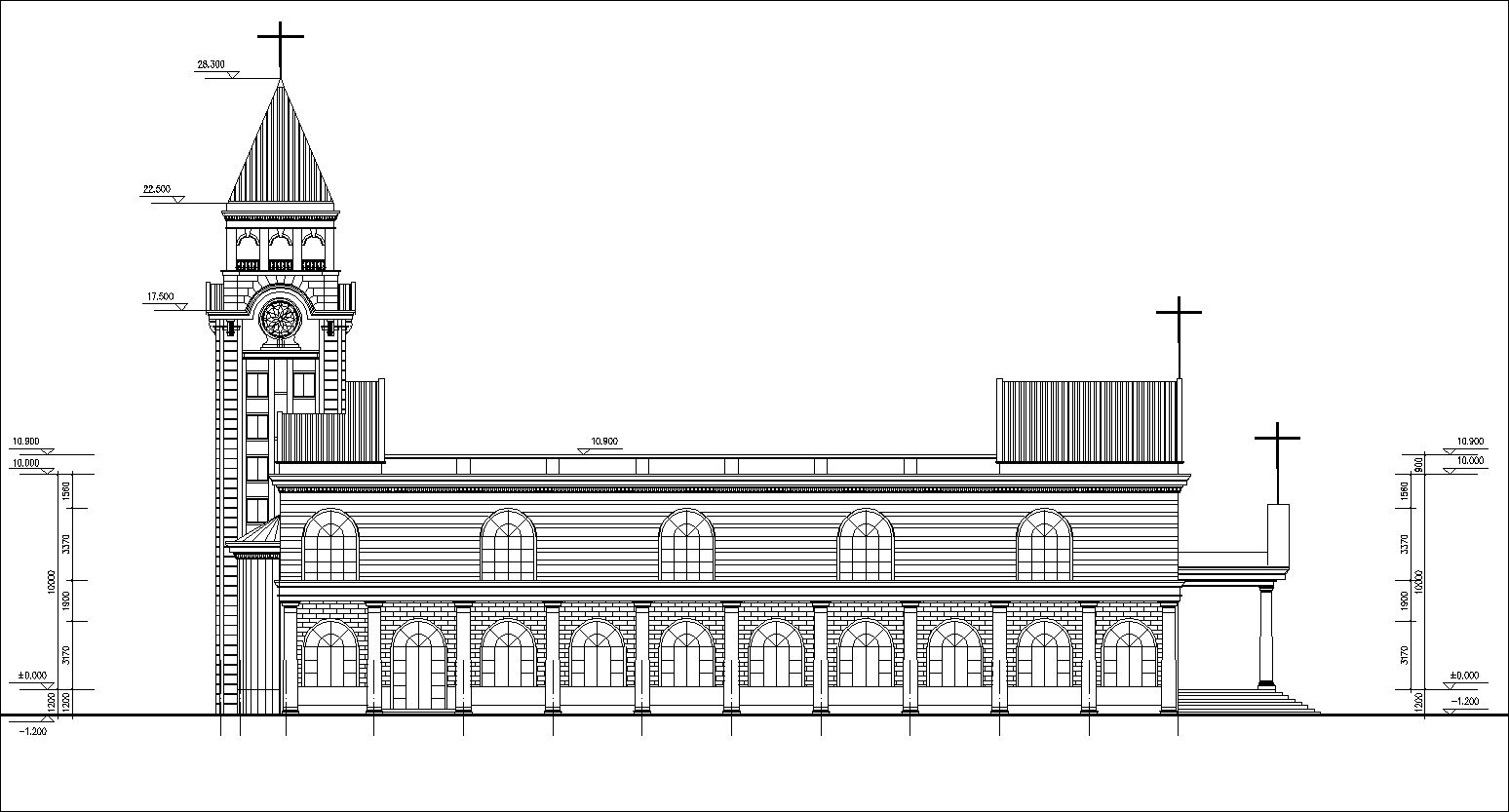Church plan,elevation,details drawings 
