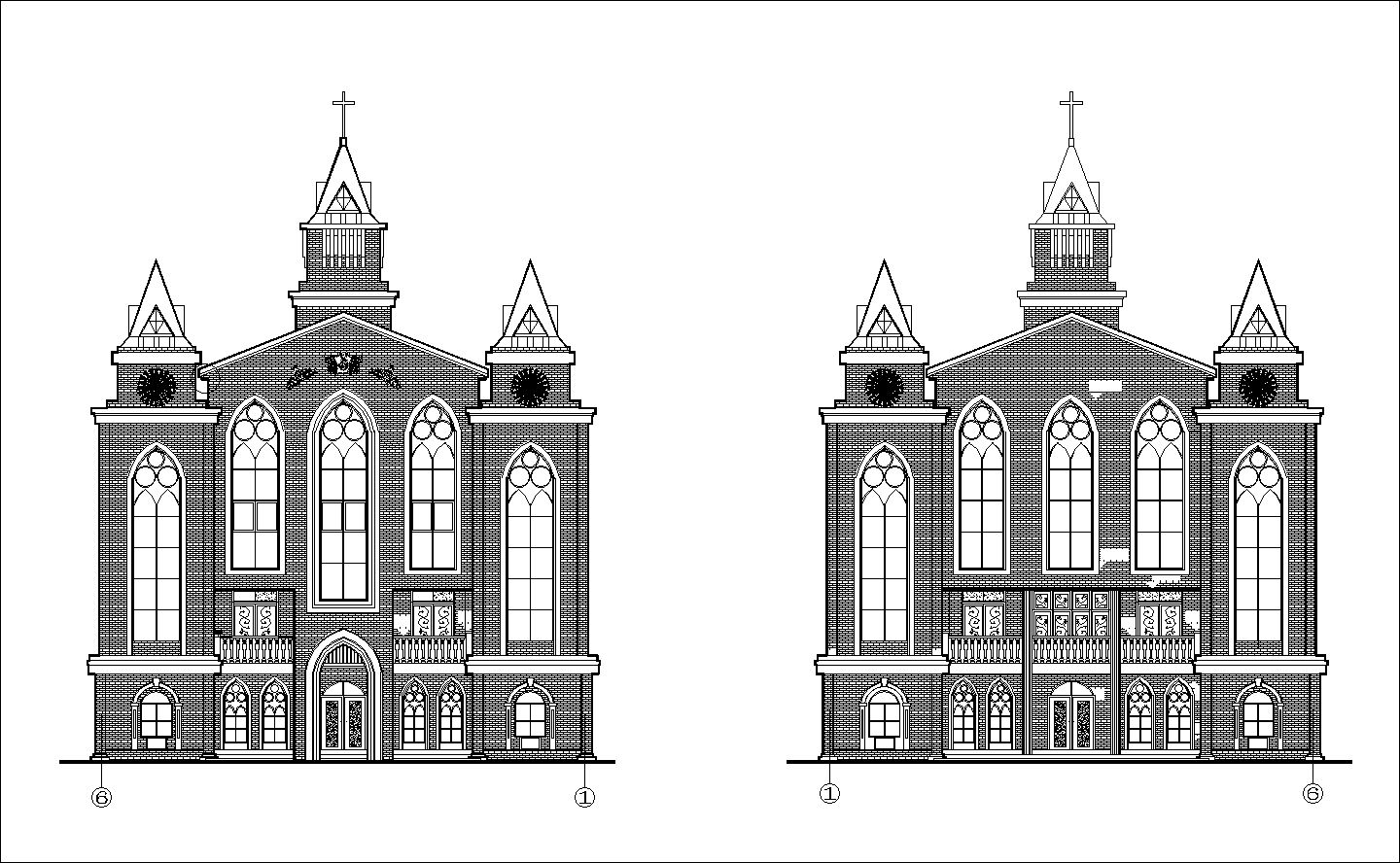 Church plan,elevation,details drawings 