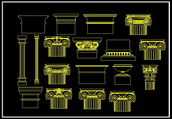 Decorative Elements,Carried of viceroys,Outdoor Decoration,Columns,CAD blocks for outdoor living design projects